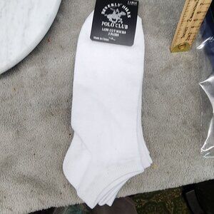 Beverly Hills Polo Club Socks Mens Size 10-13 White Low Cut *NWT*
